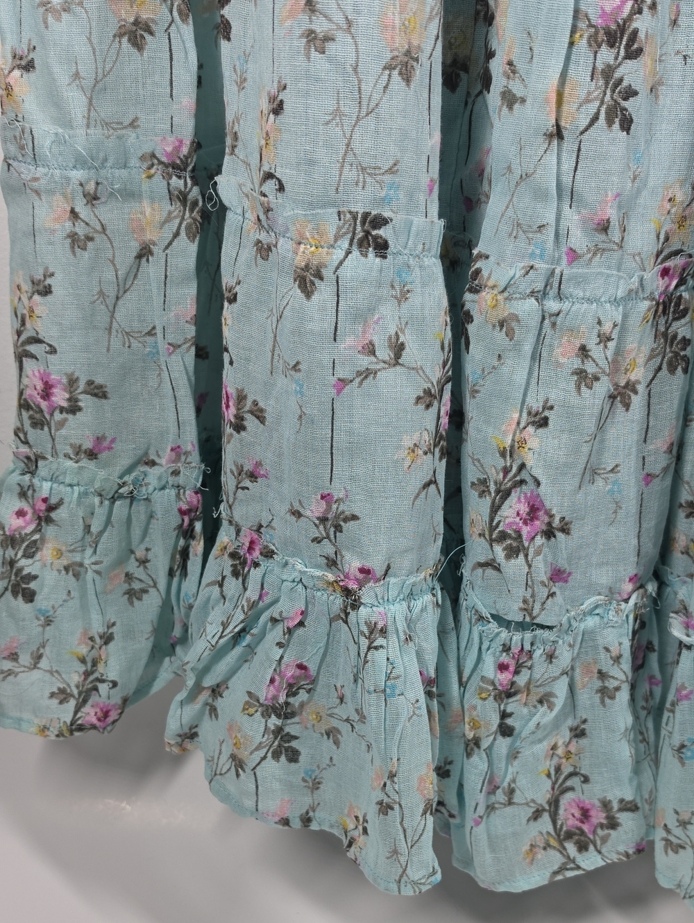 Denim & Supply Ralph Lauren Foam Green Floral Tiered Maxi Skirt M Boho Cotton - Picture 8 of 11